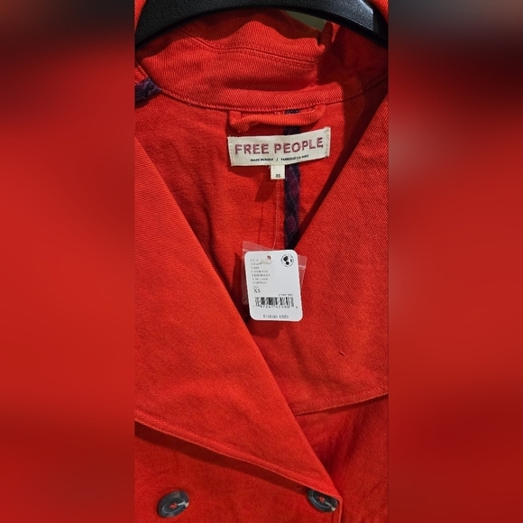C- Free People Highlands Solid Peacoat/Jacket in High Risk Red NWT - Picture 8 of 8